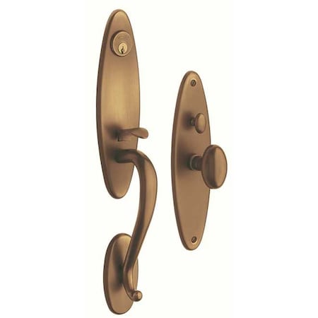 Double Cylinder Handlesets Satin Brass With Brown